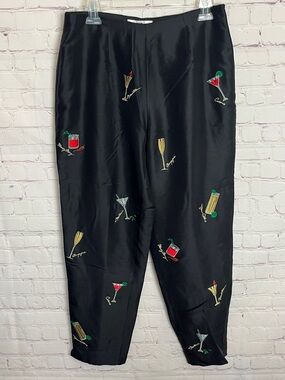 S.L.B. Silk Pants with Martinis
